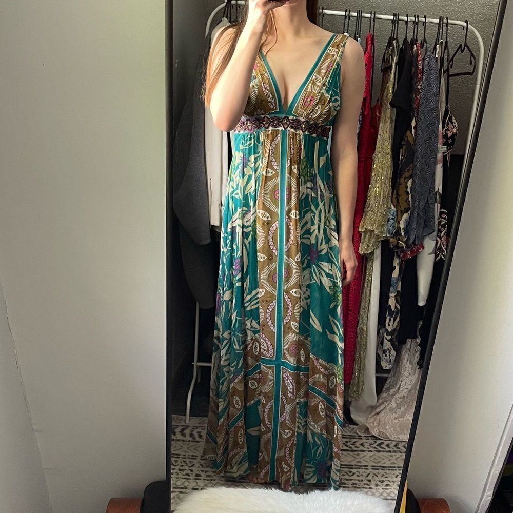 Nicole Miller Studio Silk Chiffon Maxi Dress 0 - Picture 3 of 9